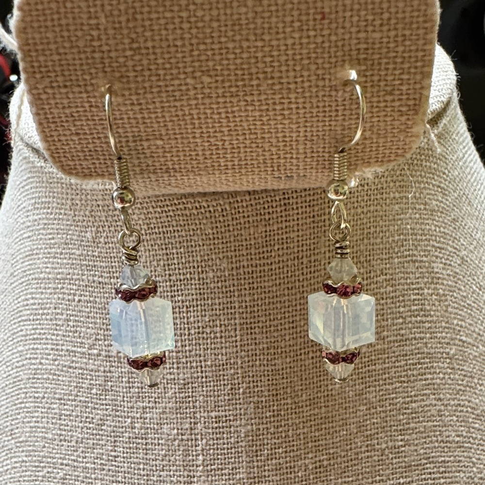 October birthday 🎂- Opal Swarovski Beads and Rose Rhinestone Earrings 2/$22 - Picture 4 of 4